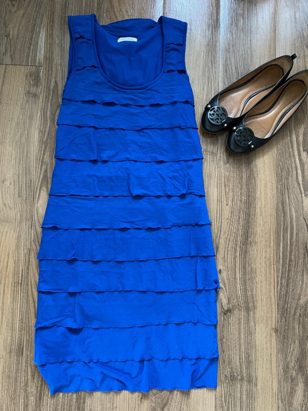 Calvin Klein Royal Blue Sleeveless Tiered Mini Dress